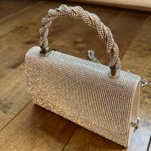 Imoshion Women's Silver Studded Evening Handbag Clutch Purse Removable Straps - Picture 14 of 15